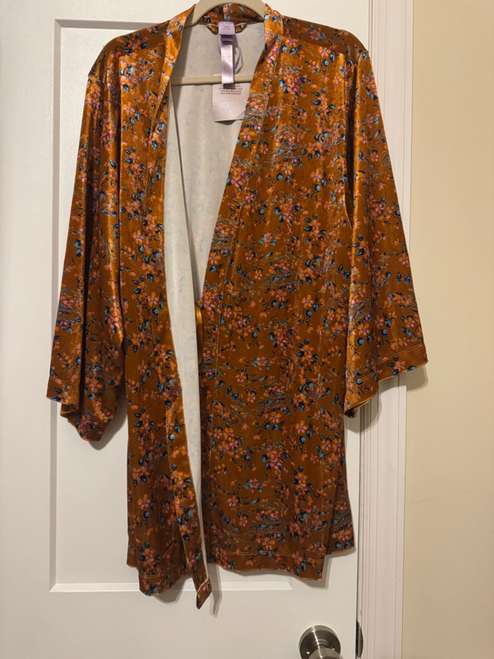 Savage X Fenty Rust Floral velvet robe NWT missing sash Flowy sleeves Romantic